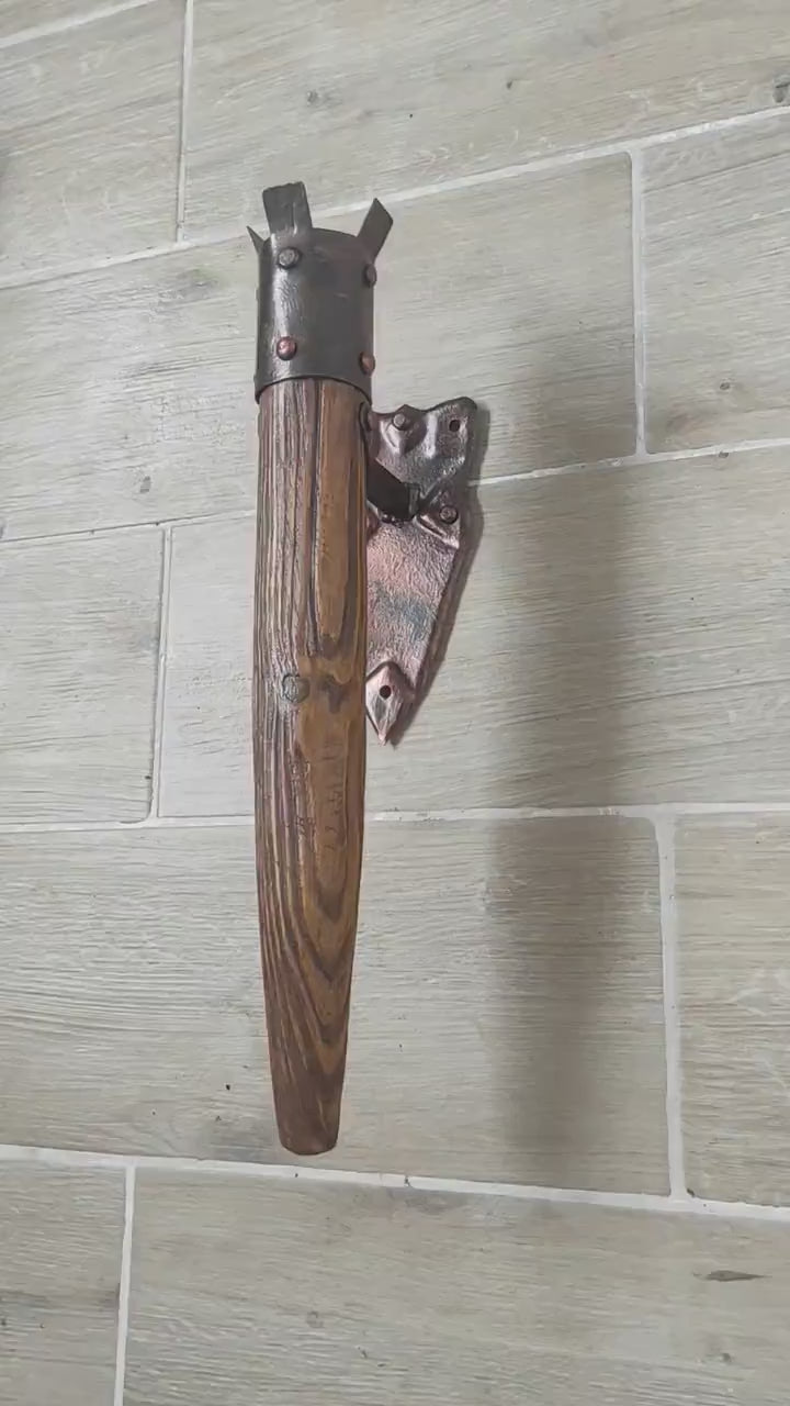 Hand Forged Wrought Iron Wall Sconce: Viking Medieval Torch Lantern