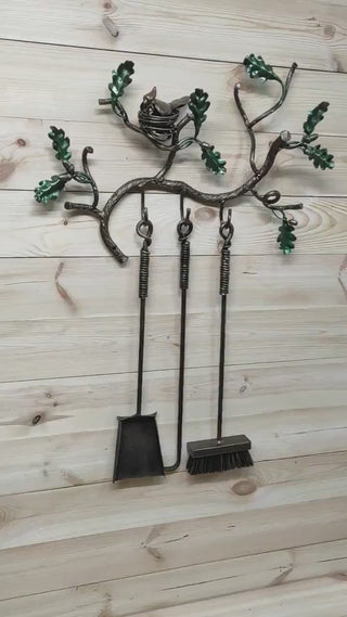 Forged fireplace tools set, 3 Pieces, Fireplace poker, Shovel, Broom, Hand Forged, Fire Tools, Fireplace Gift