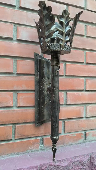 Hand Forged Oak Leaf Metal Wall Sconce - Black Bronze Lighting