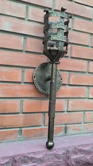 Handmade Metal Torch Wall Sconce: Decorative Accent Light