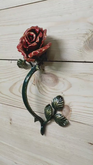 Door handle, metal handle, Rose, Flower door handle