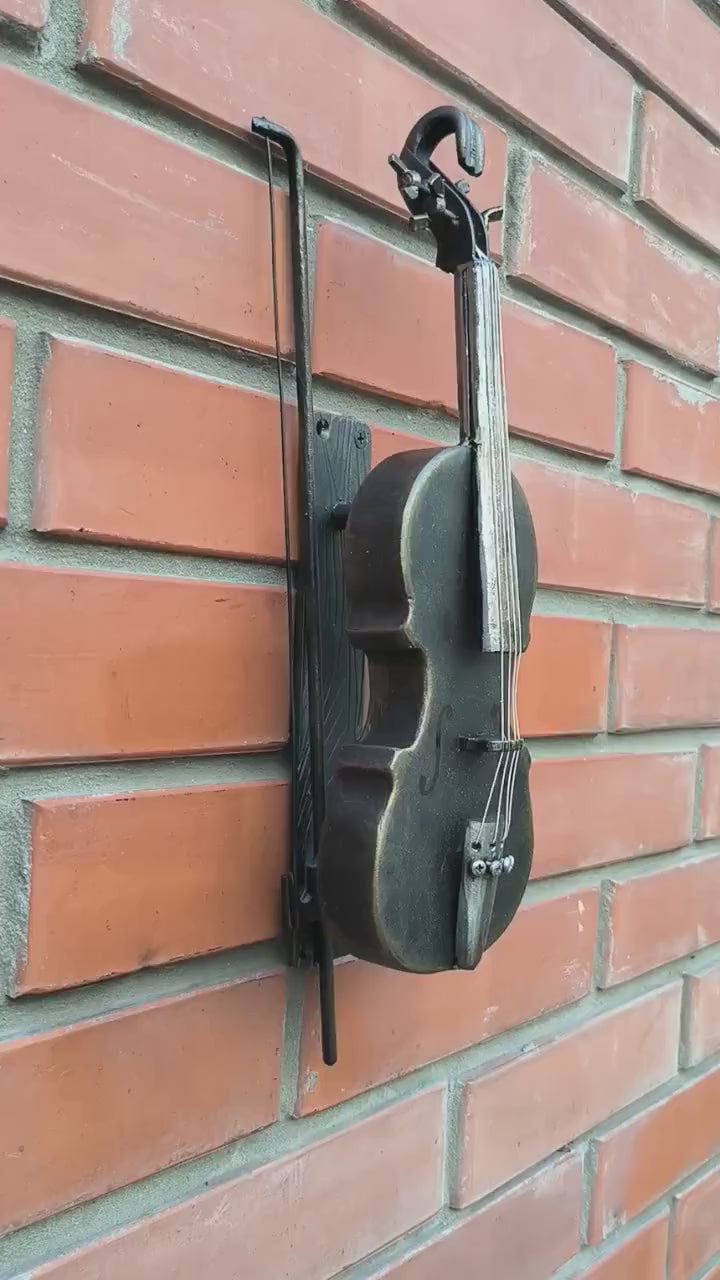Door Handle, Violin, Musical Style decor, Metal Violin, Wrought Iron Door Handle, Hand Forged Violin Door Handle, Bronze Finish