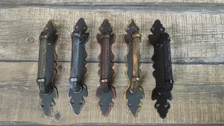 Hand Forged Rustic Gate Handle: Medieval Style Iron Door Pull