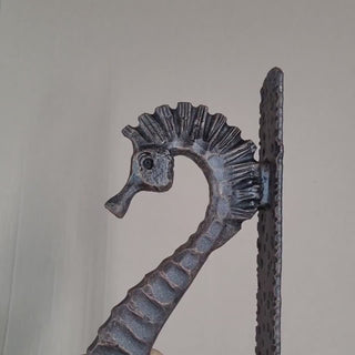 Hand Forged Seahorse Door Handle – Wrought Iron Pull Handle – Nautical Door Hardware – Rustic Gate Handle – Blacksmith Made