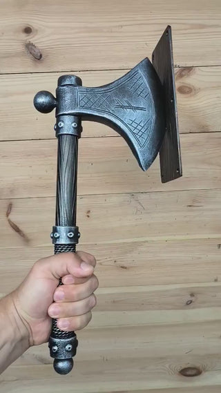 Forged Iron Axe Door Handle: Viking Barn Door Pull