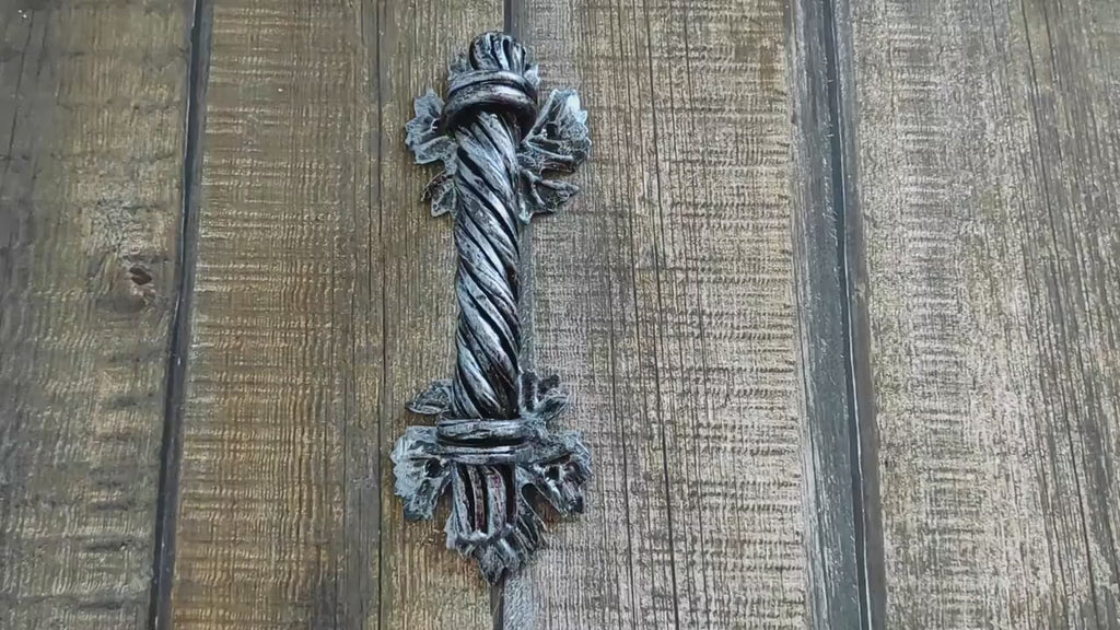 Forged iron door handles, Barn door handle, Door handle, Wrought iron handle, Hand forged handle, Metal handle, Door decor.