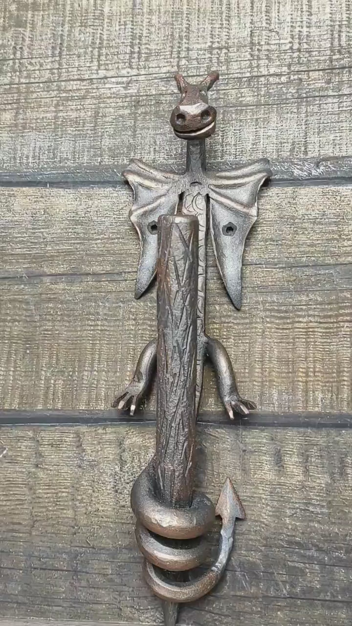 Dragon door handle, door handle, metal handle, barn door handle, hand forged handle