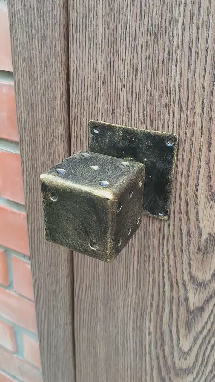 Dice Cube Door Handle: Metal Barn Door Pull