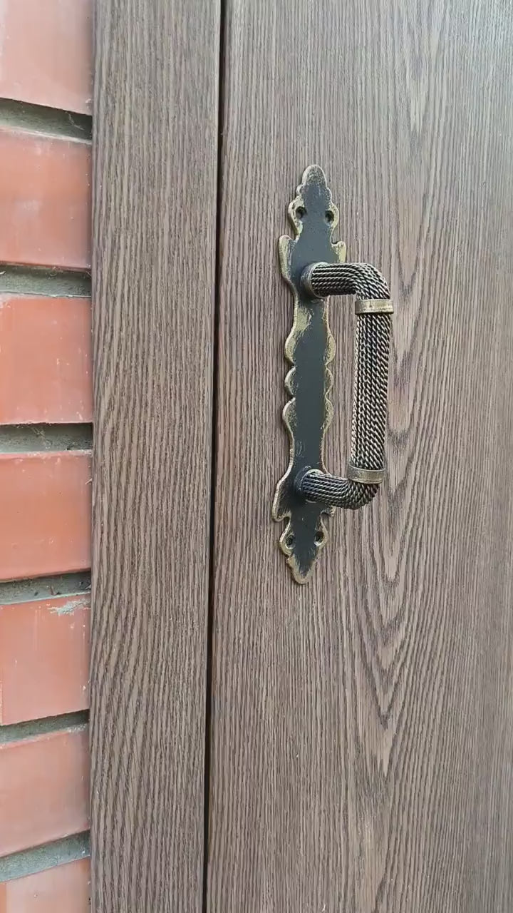 Wrought iron handle,  Hand forged handle, Door handle, Metal handle, Barn door handle, Door decor, Wrought hardware, Door furniture