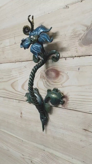 Flower Door Handle: Wrought Iron Barn Door Decor