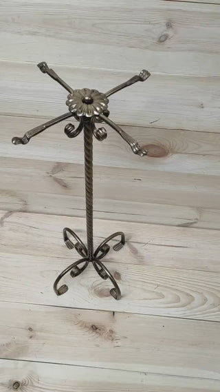 Hand Forged Fireplace Tools Set: Bronze Finish, 4 Piece with Stand