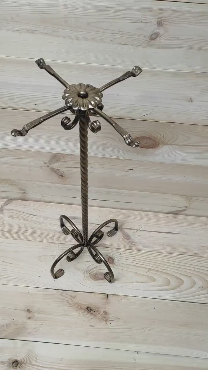 Hand Forged Fireplace Tools Set: Bronze Finish, 4 Piece with Stand