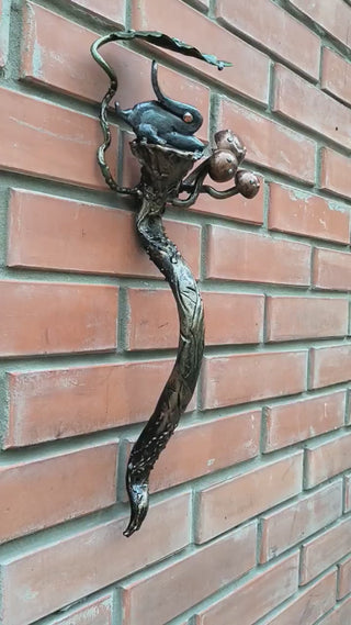 Handmade Metal Bunny Door Handle: Rustic Home or Garden Decor