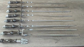 Grilling set of 8 pieces, Grilling Gift, Hand Forged, Grill Utensils, Iron Gifts, Steel Gift, Cookware For, Stainless Steel Skewers,