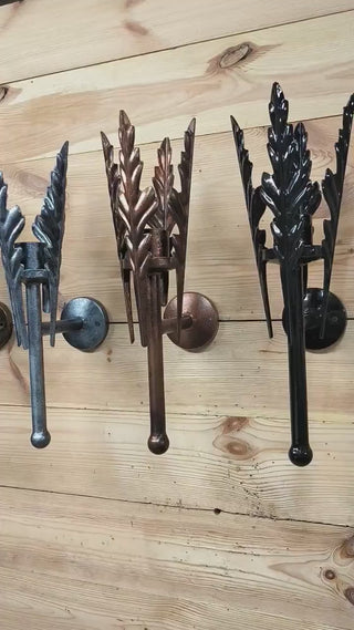 Handmade Wrought Iron Wall Sconce: Rustic Metal Light Fixture, available in 4 finishes