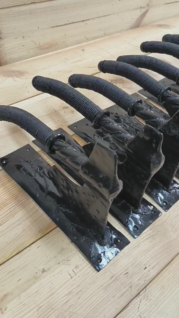 Forged Iron Axe Door Handle: Viking Barn Door Pull