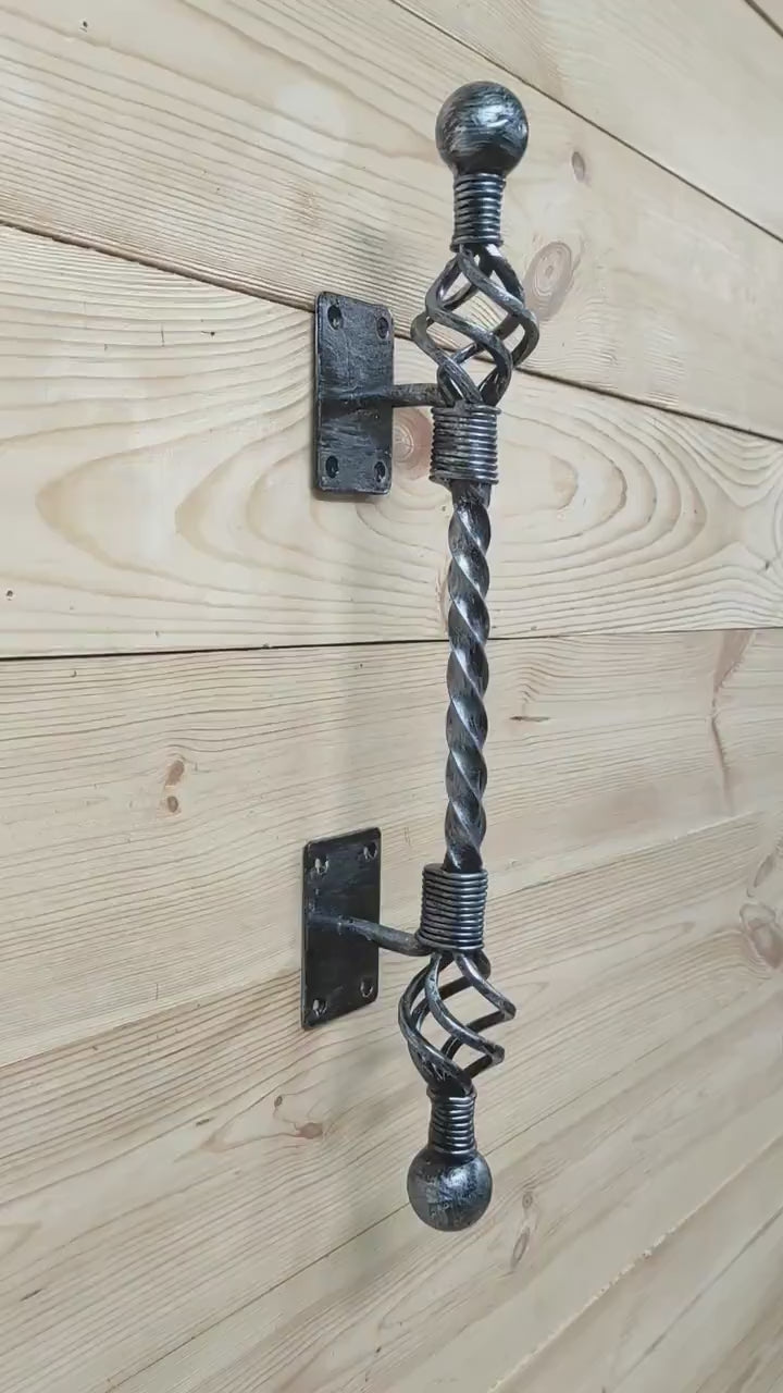 Hand Forged Wrought Iron Door Handle: Barn Door Decor