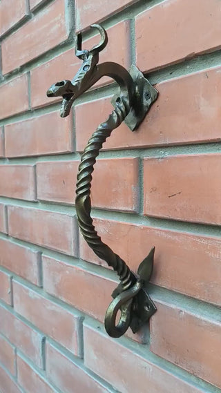 Hand Forged Dragon Door Handle: Wrought Iron Barn Door Decor