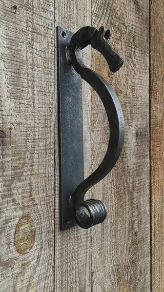 Hand Forged Steel Horse Barn Door Handle: Rustic Stable Decor