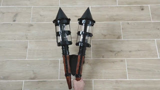 Handmade Medieval Iron Double Torch Outdoor Wall Light