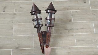 Handmade Medieval Style Outdoor Wall Light: Wrought Iron Double Torch