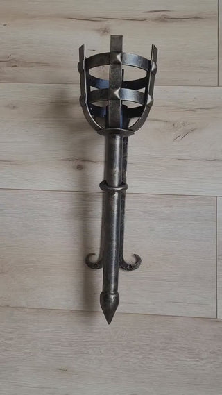 Large bronze sconce in Viking style, wall lighting, metal torch