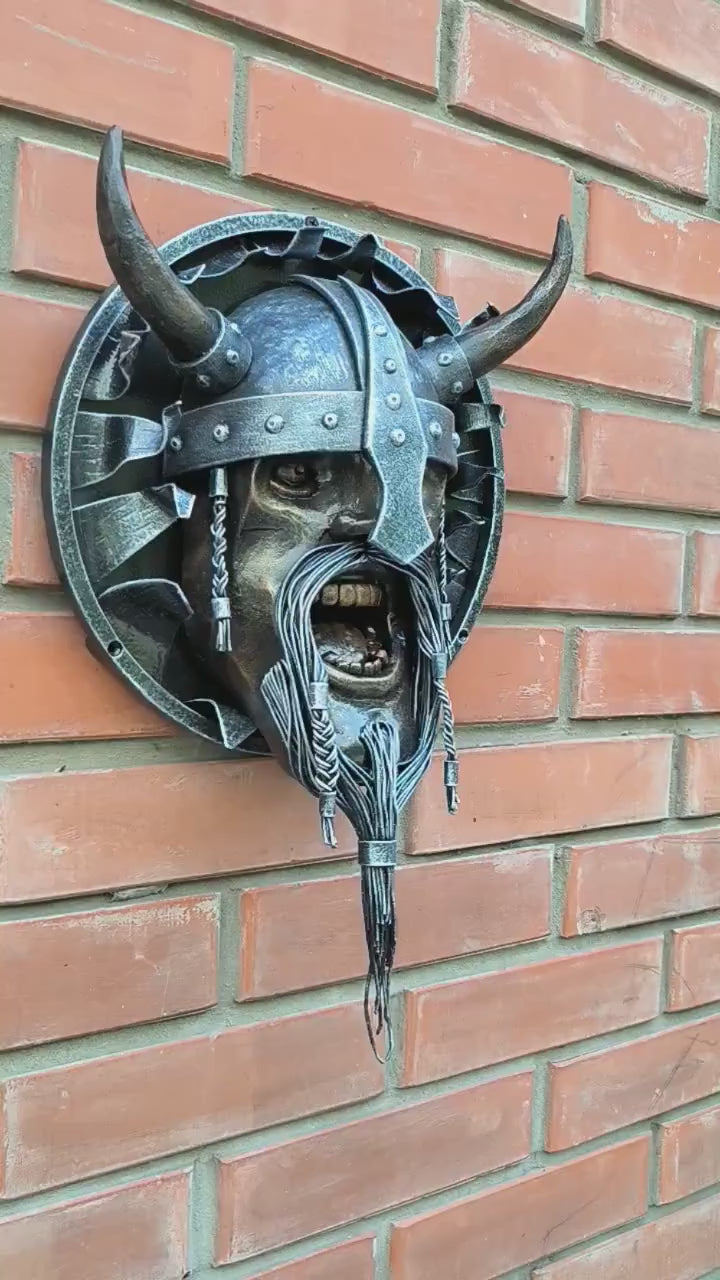 Handmade Metal Viking Warrior Wall Panel - Unique Home Decor