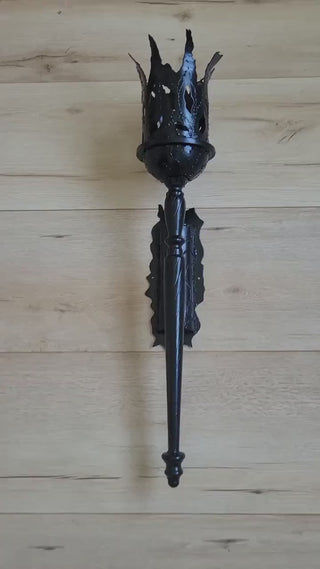 Handmade Metal Torch Wall Sconce: Gothic Medieval Lighting