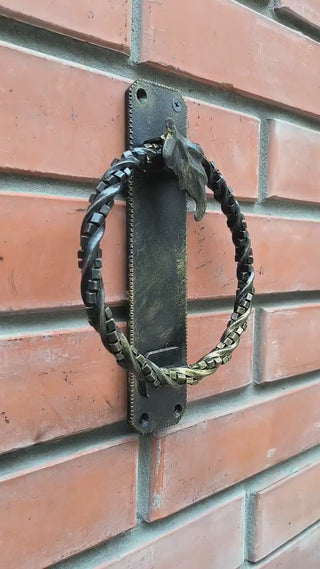 Hand Forged Wrought Iron Door Knocker Ring: Barn Door Handle
