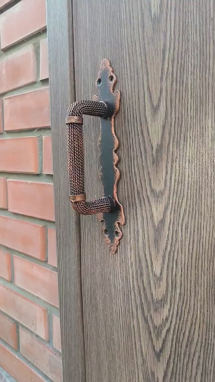 Hand Forged Wrought Iron Door Handle: Barn Door Decor