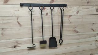 Forged fireplace tools set, fireplace gift, fireplace poker, fireplace tongs, shovel, broom