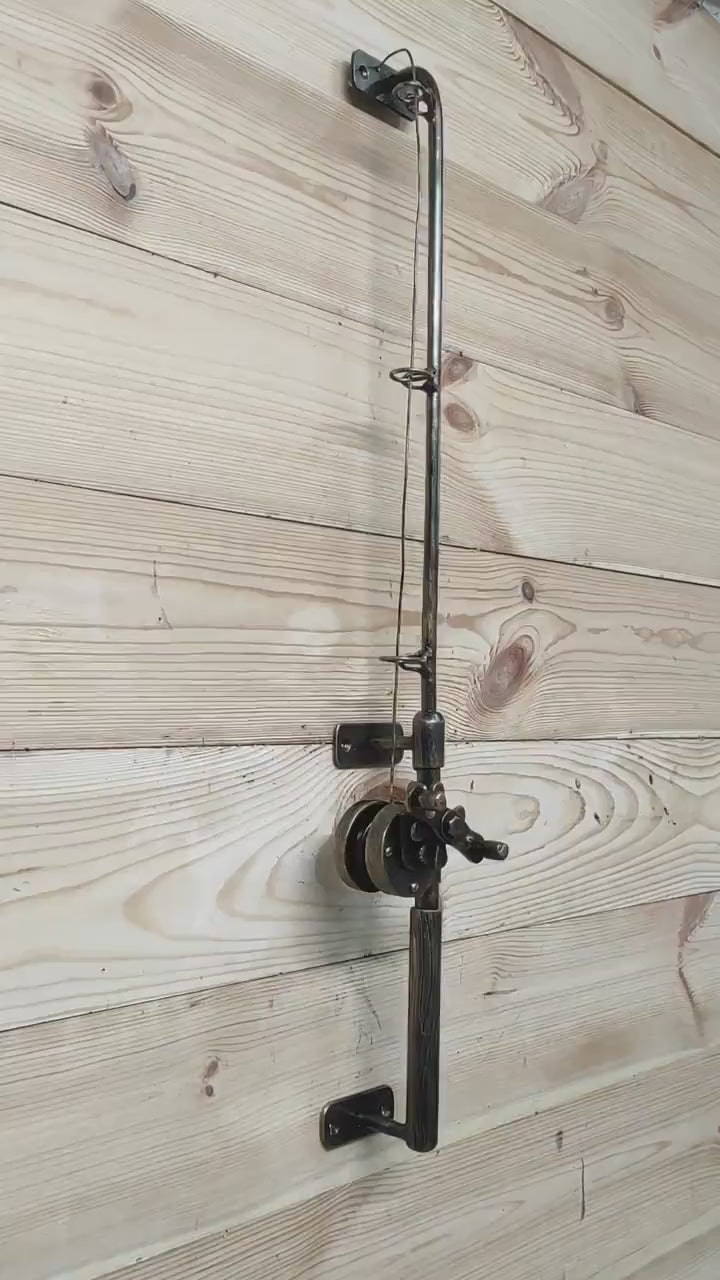 Fishing rod Door Handle, Unique handcrafted door handle, Unusual door decor, Barn Door Handle, Iron Door Pull