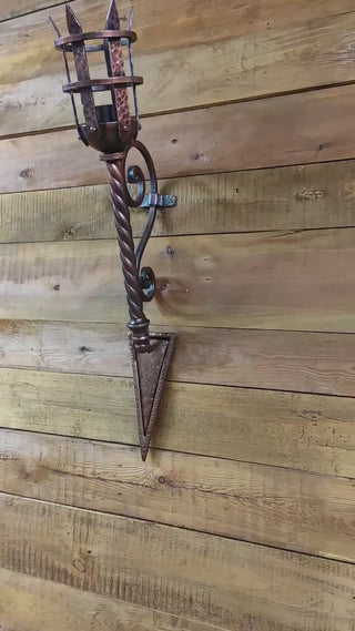 Medieval torch, wrought iron sconce