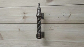 Forged iron door handle, Castle handle, Wrought iron handle, Hand forged handle, Metal handle, Barn door handle