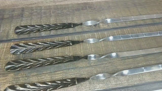 Hand Forged Stainless Steel Skewers: Grill Utensils, Set of 10