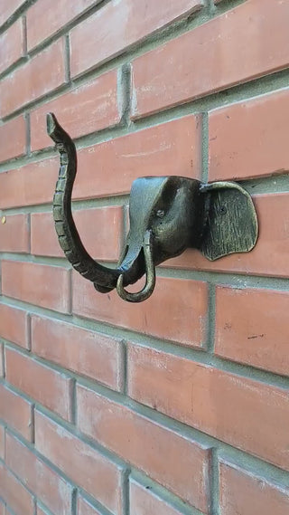 Elephant door handle, door handle, metal handle, hand forged handle, barn door handle, door decor, wrought hardware, metal forged handle