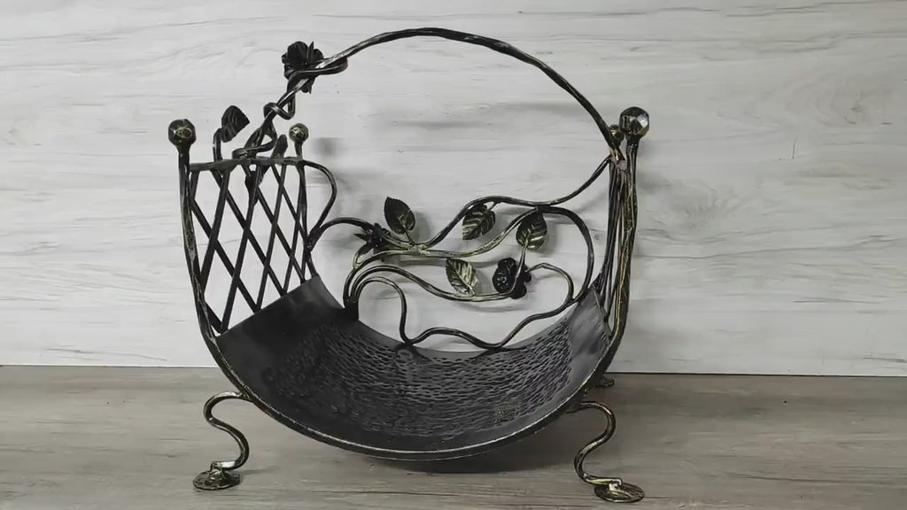 Firewood storage basket, Firewood rack, Firewood basket, Metal basket for firewood, Fireplace basket, Storage basket, Wrought iron baskets