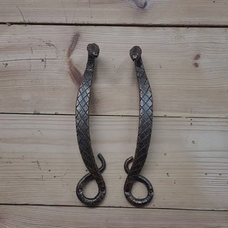 A pair of cabinet door handles Hand Forged Pull Handle Snake