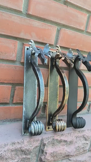 Handmade Metal Moose Door Handle: Rustic Barn Door Pull, available in 3 finishes