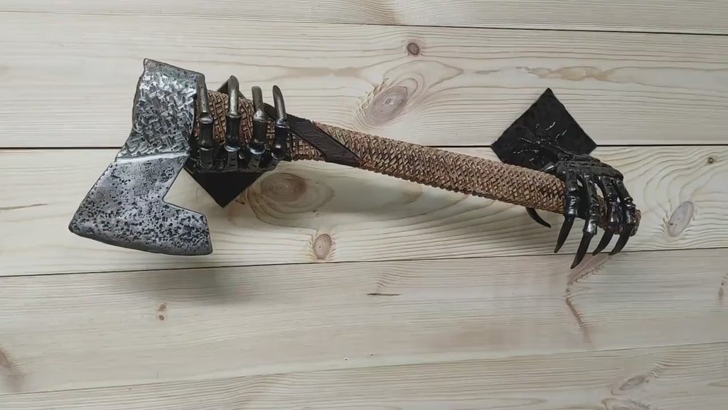 Axe Wall Holder,Skeleton Hands, axe stand, axe holder, handmade holder, iron axe holder