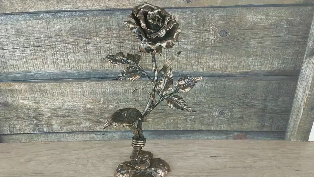 Iron candlestick, Forged candlestick, Forged rose, Forged flower, Rose candlestick, Iron rose, Handmade candlestick