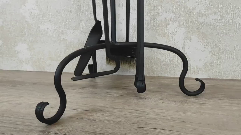 Hand Forged Fireplace Tool Set: Heart Design, 4 Piece + Stand