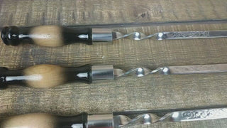 Hand Forged Stainless Steel Skewers with Wood Handle - Set of 6