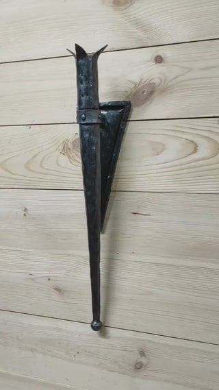 Handmade Forged Iron Wall Sconce Candle Holder: Medieval Style