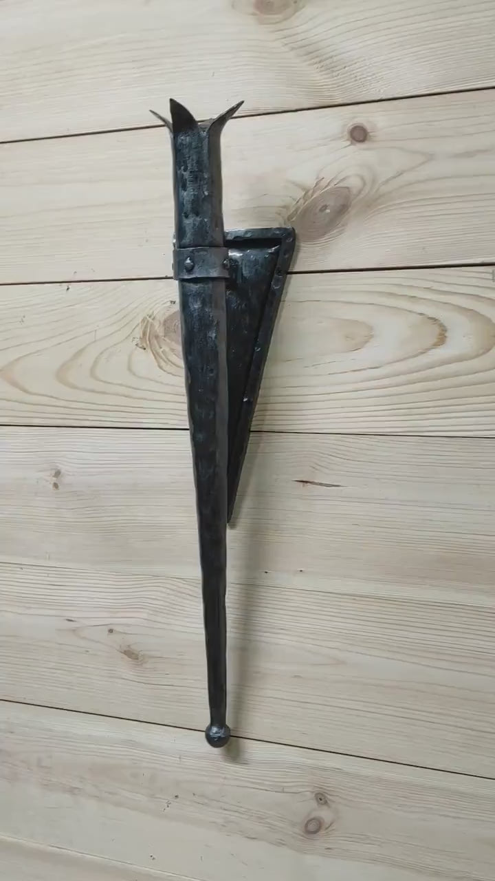 Handmade Forged Iron Wall Sconce Candle Holder: Medieval Style