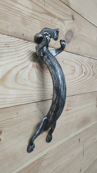 Hand Forged Dog Door Handle: Metal Barn Door Hardware