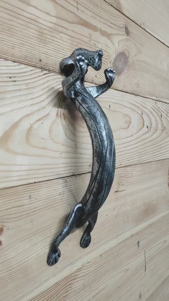 Hand Forged Dog Door Handle: Metal Barn Door Hardware
