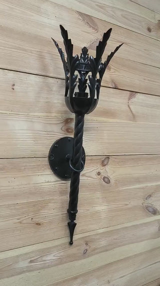 Hand Forged Black Metal Wall Sconce Lighting Fixture