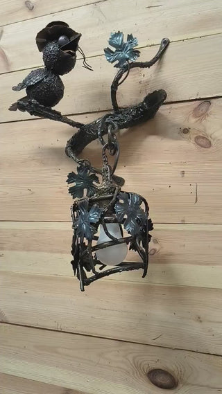 Crow pendant wall lamp, Wall hanging lamp, Bird handmade wall light, raven