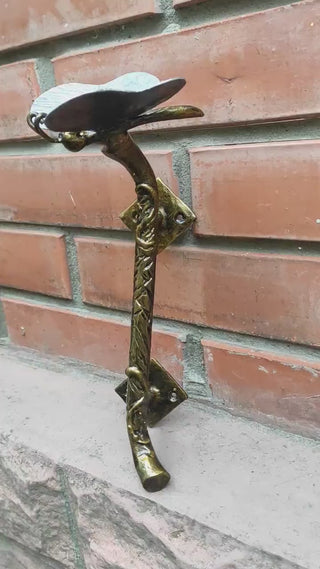 Hand Forged Butterfly Barn Door Handle: Wrought Iron Metal Pull